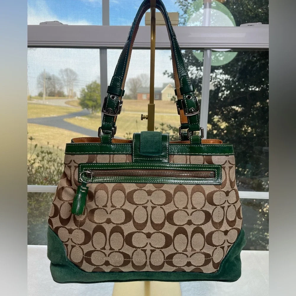 Coach Vintage Hamptons Signature Suede Stripe Satchel - Picture 16 of 17